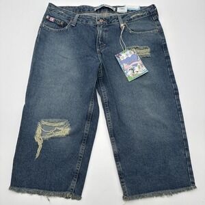 Mudd Womens Sz 11 Jorts Below Knee Shorts Raw Hem Bermuda NWT Streetwear 90s Y2K